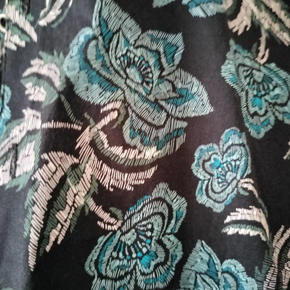 Robert Graham Black and Teal Floral Casual Shirt - Picture 4 of 6